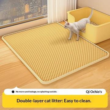 Cat litter mat - prevents litter tracking, filters stops splashing keeps litter box clean,double-layer pet mat for cats and dogs